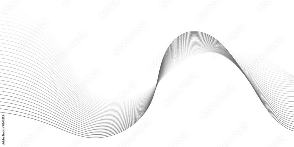 Fototapeta premium Wave business curve lines on transparent background. Abstract wavy ocean line and future technology, business, voice, sound, music, poster, banner background.