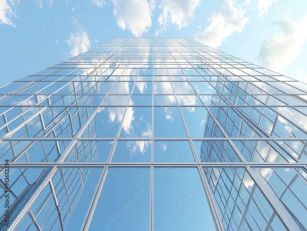 Fototapeta premium Modern skyscraper with blue sky