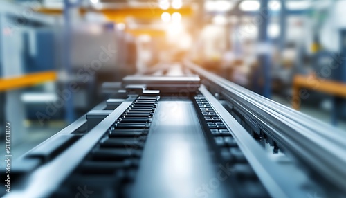 Close-up of a Conveyor Belt in a Factory Setting