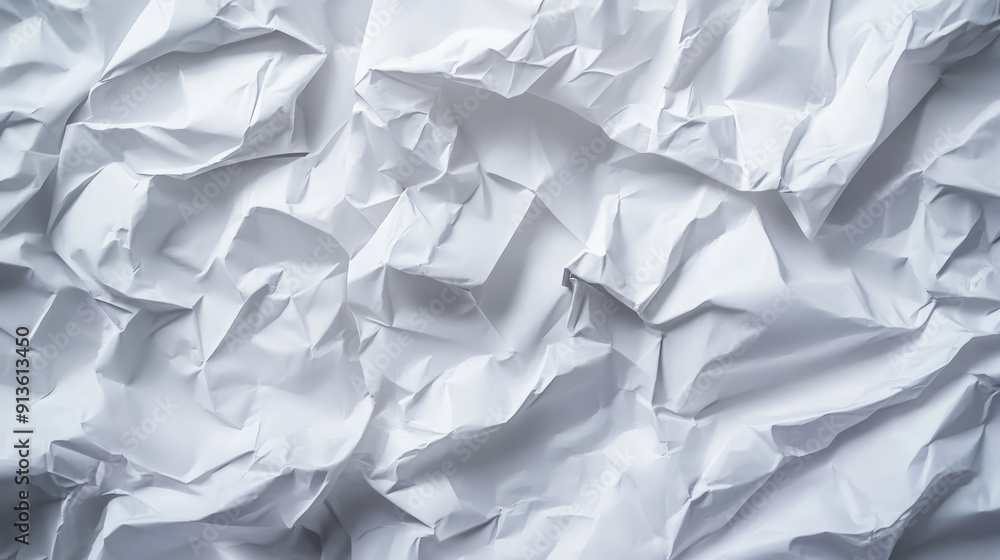 Obraz premium White blank paper texture background with crumpled creases and folds 