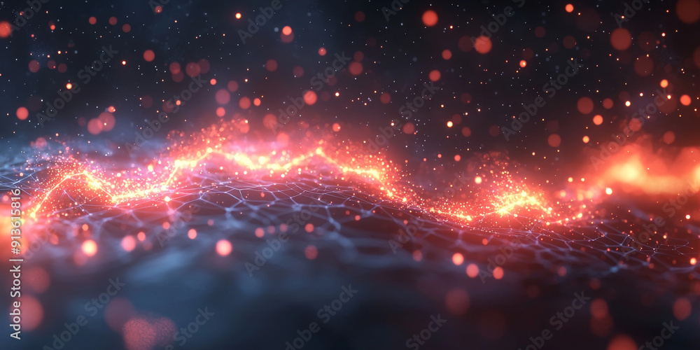 Abstract lines and dots, hexagons connect dark background. Technology connection digital data and big data concept Abstract lines and dots, hexagons connect dark background. Technology connection digital data and big data concept