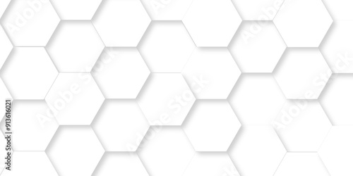 Vector abstract hexagonal futuristic geometric backdrop White 3d embossed creative hexagon, honeycomb white hexagon concept design abstract technology background, or wallpaper.