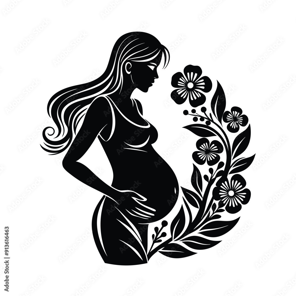 Pregnant Woman Silhouette Vector Pregnant Woman Silhouette Vector