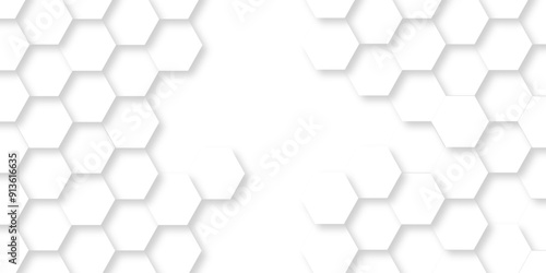 Vector abstract hexagonal futuristic geometric backdrop White 3d embossed creative hexagon, honeycomb white hexagon concept design abstract technology background, or wallpaper.