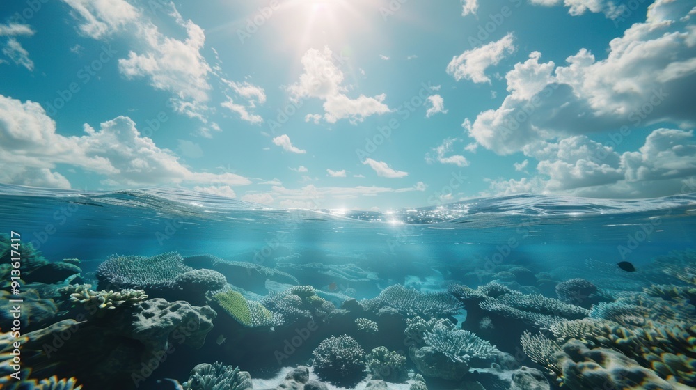 Underwater Paradise: Sunlit Coral Reef Underwater Paradise: Sunlit Coral Reef