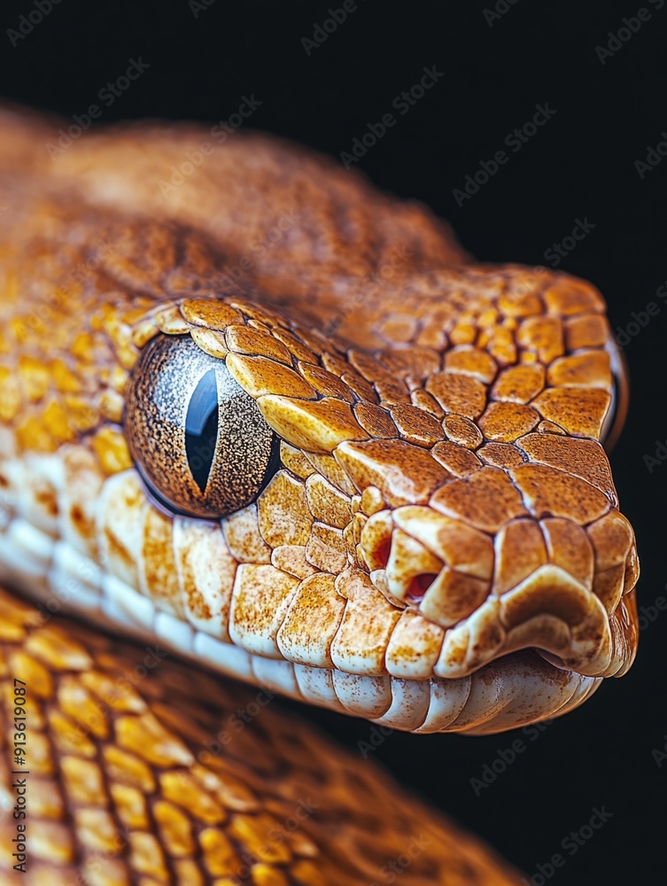 Fototapeta premium Snake Head Close Up Black Background