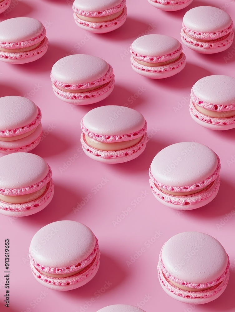 Obraz premium Macarons on Pink Surface