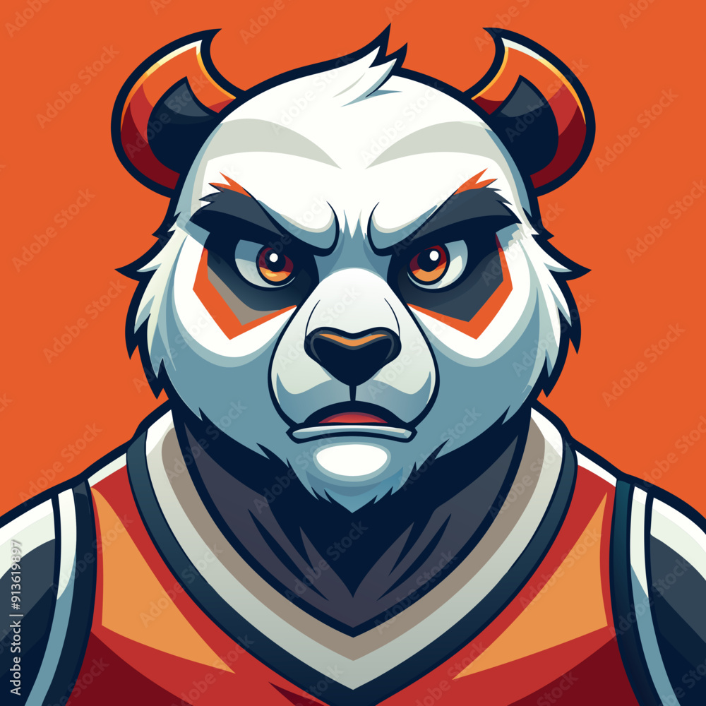 Naklejka premium panda basketball cartoon mascot