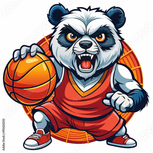 panda basketball cartoon mascot