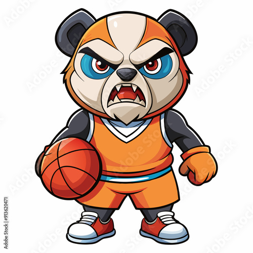 panda basketball cartoon mascot