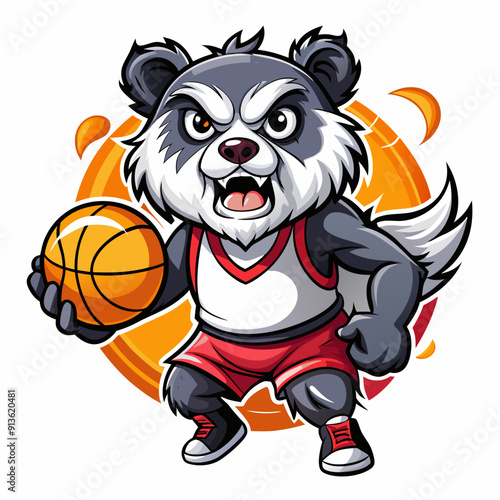 panda basketball cartoon mascot