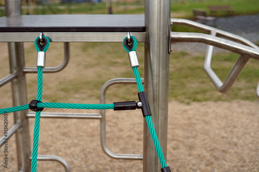 Detail of anchoring pan on the children's climbing frame. Detail of anchoring pan on the children's climbing frame.