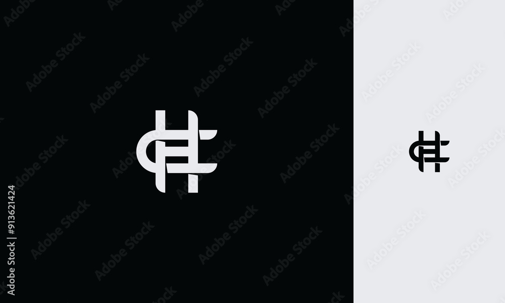 Fototapeta premium Initial letter CH,HC, overlapping interlock logo,monogram line art style