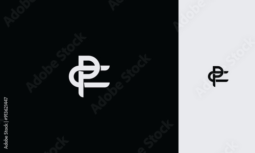 Initial letter CP,PC, overlapping interlock logo,monogram line art style