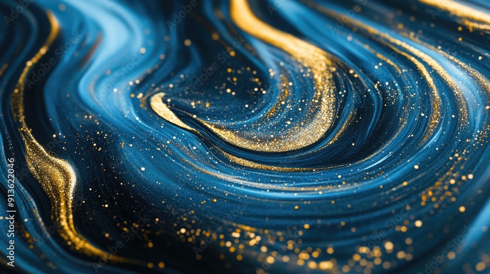 Blue and Gold Swirl Close Up Blue and Gold Swirl Close Up