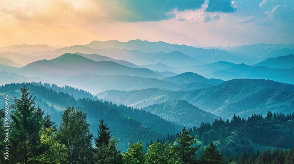 Serene Mountain Landscape at Sunset