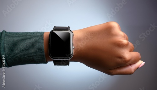 Smartwatch displayed on a wrist. Clean background with soft gradient.