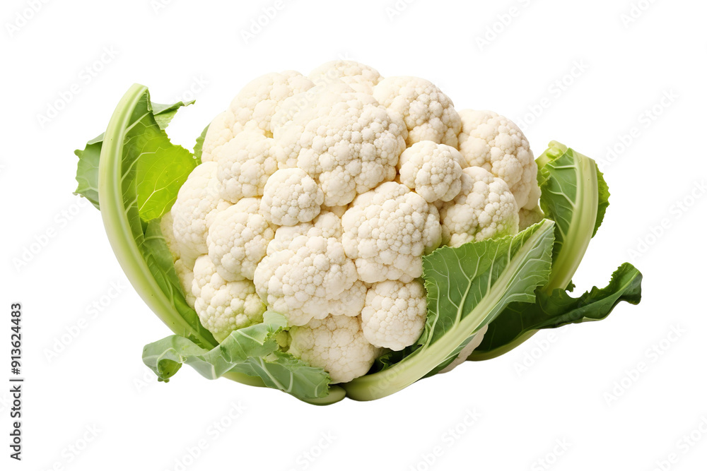 Vibrant Cauliflower Harvested Fresh From the Garden Under Bright Morning Sunlight on Transparent PNG Background. Vibrant Cauliflower Harvested Fresh From the Garden Under Bright Morning Sunlight on Transparent PNG Background.