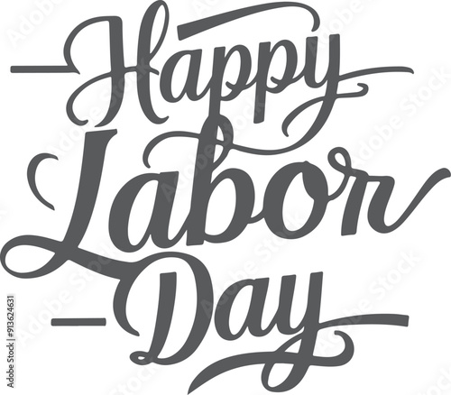 happy labor day typography silhouette vector style
