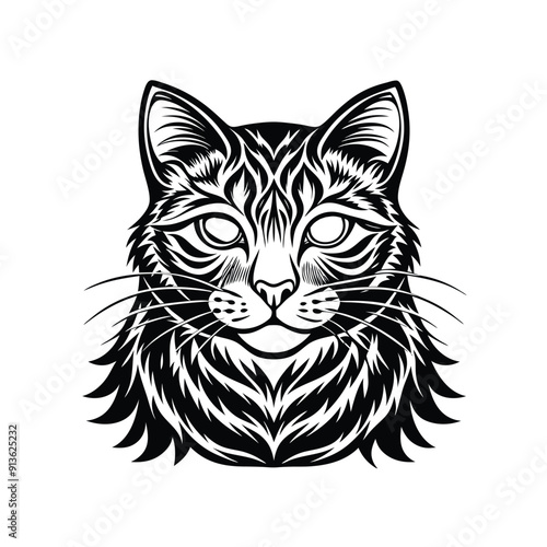 Siberian Tiger Cat Silhouette Vector