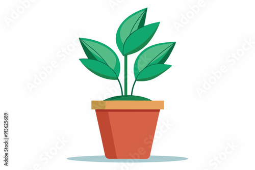 Potted Plant Vector illustration on a white Background.