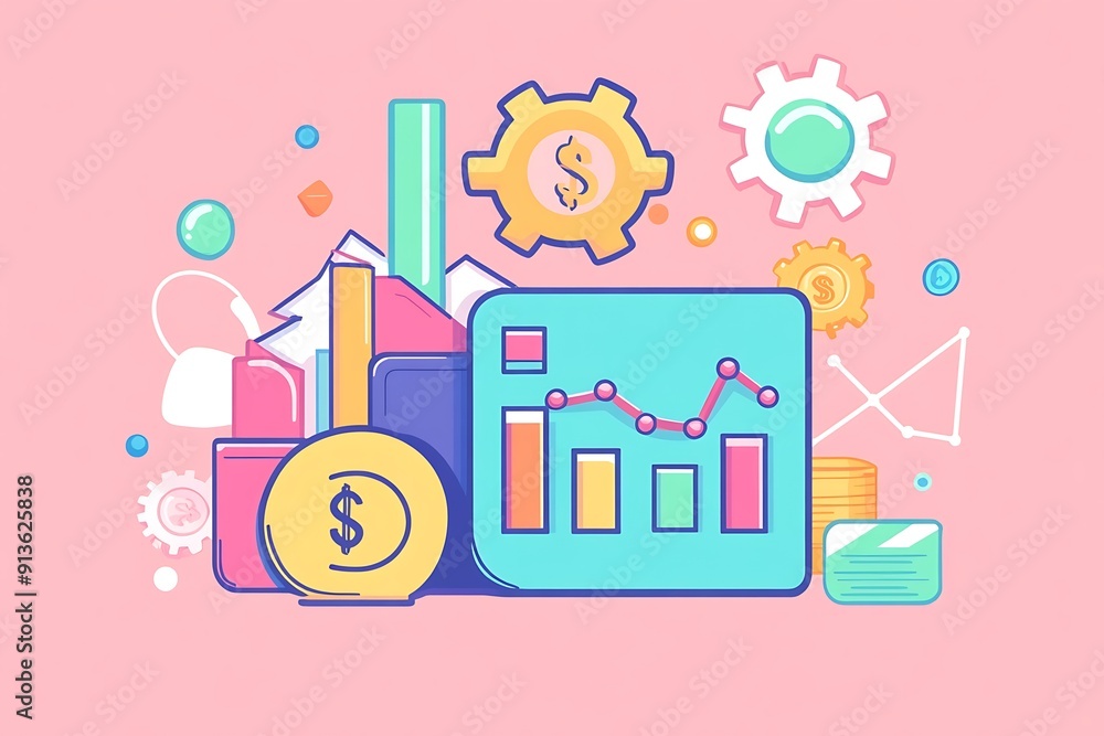 statistics graphics with economy and financial icons statistics graphics with economy and financial icons