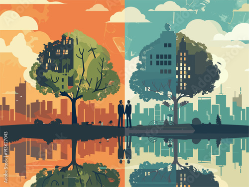 Expanding Horizons: A Sociological Exploration of Functionalism and Conflict Theory through Animated Illustrations