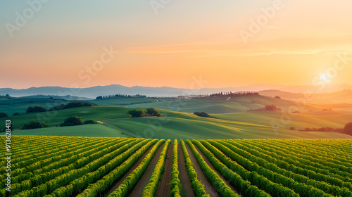 Stunning Vineyard Sunset in Rolling Hills