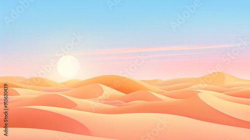 Moonlit desert dunes, gentle grain, sleek clean background, flat design illustration