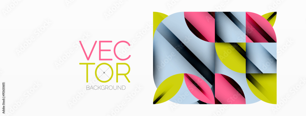 Circle, square and flower petal geometric background. Round shapes composition for wallpaper, banner, background or landing Circle, square and flower petal geometric background. Round shapes composition for wallpaper, banner, background or landing