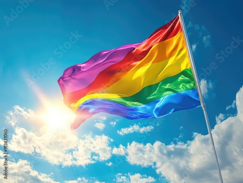 Rainbow Flag in Sky