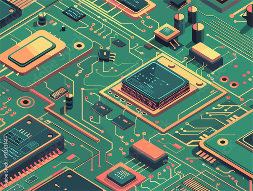 Flat Style Landscape: Understanding Printed Circuit Boards (PCBs) Through Animated Illustrations