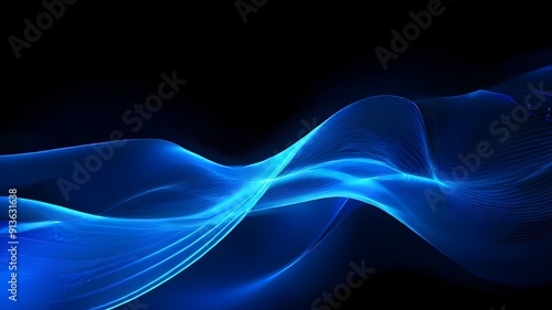 Abstract blue background element on black. Fractal graphics. Three-dimensional composition of glowing lines and mption blur traces. Movement and innovation ... See More, abstract blue background photo