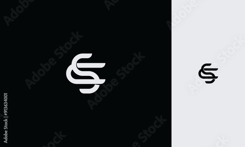 Initial letter CS,SC, overlapping interlock logo,monogram line art style