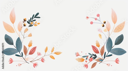 Wallpaper Mural Autumn wreath, simple modern clean background, flat design illustration Torontodigital.ca
