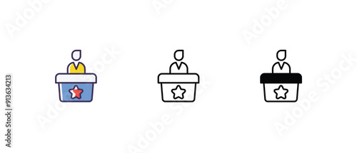 politics Icons set thin line and glyph vector icon illustration
