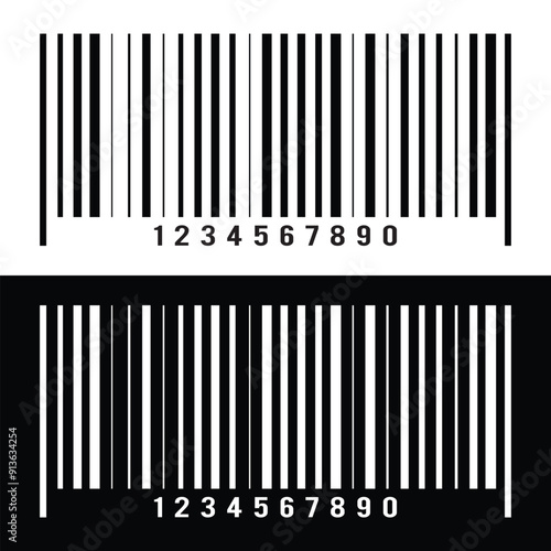 Realistic barcode label template. Product identification code vector icon. Datum scan technology isolated illustration in eps 10.