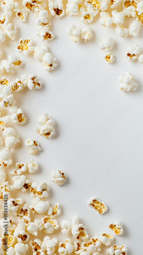 Tasty Popcorn Kernels Grouped on White Background - Ideal for Snack Time, Movie Night, and Food Themes Tasty Popcorn Kernels Grouped on White Background - Ideal for Snack Time, Movie Night, and Food Themes