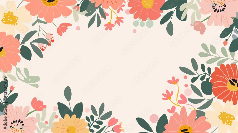 Empty floral wreath, simple modern clean background, flat design illustration Empty floral wreath, simple modern clean background, flat design illustration