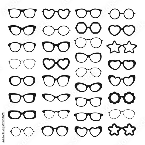 Sunglasses vector illustration in different designs. Summer element. Eyewear fashion.