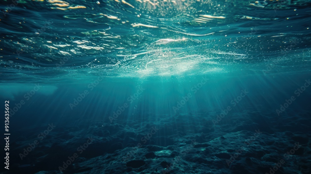 Fototapeta premium Sunlight Beams Through the Ocean Depths
