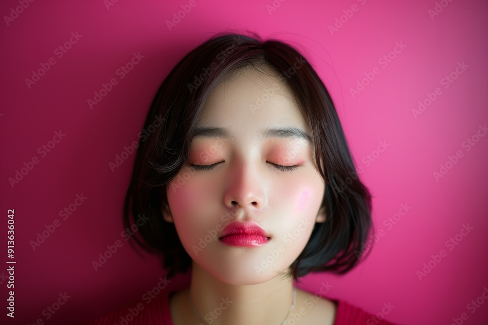 Young woman appears lost concentration her focus unwavering. Beautiful korean girl looking preoccupied and serene deep thought. Elegance and grace midst of quiet contemplation. Young woman appears lost concentration her focus unwavering. Beautiful korean girl looking preoccupied and serene deep thought. Elegance and grace midst of quiet contemplation.