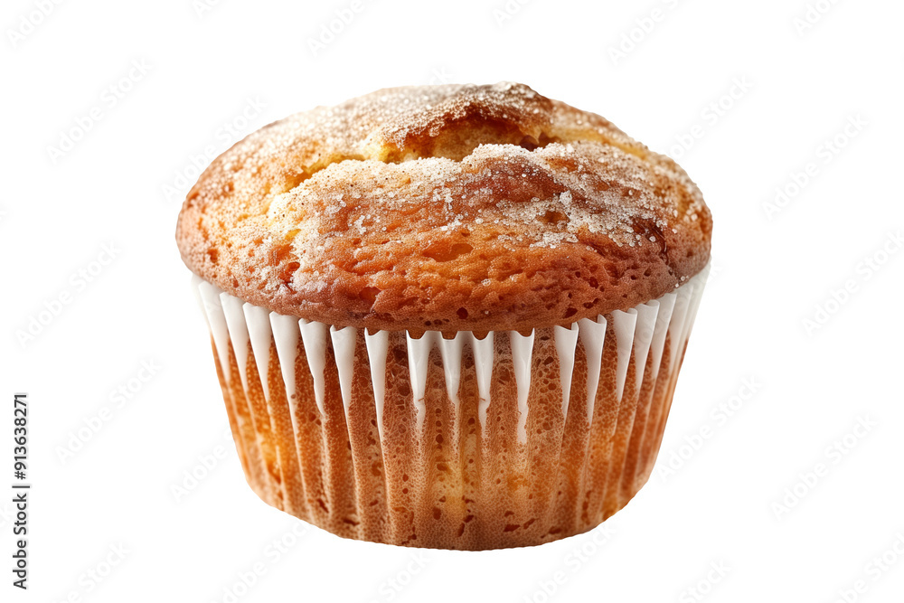 Walnut muffin or apple cinnamon cupcake topped with crunchy nuts pieces isolated on white transparent background Walnut muffin or apple cinnamon cupcake topped with crunchy nuts pieces isolated on white transparent background
