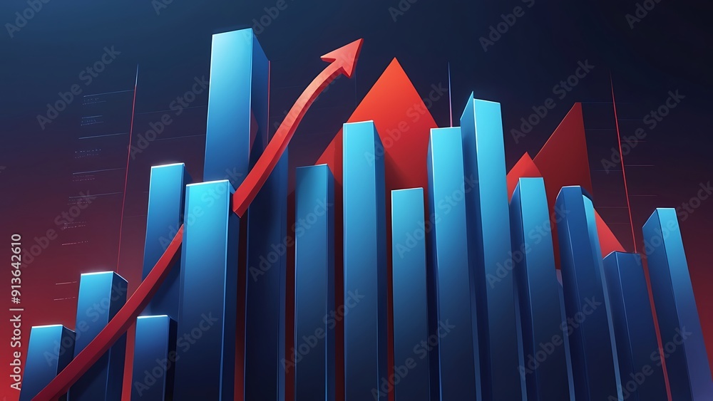 Exponential Financial Growth A 3D Bar Graph Depicting Revenue Increase and Market Success Exponential Financial Growth A 3D Bar Graph Depicting Revenue Increase and Market Success