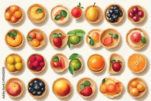 A Colorful Array of Fruit Tarts.