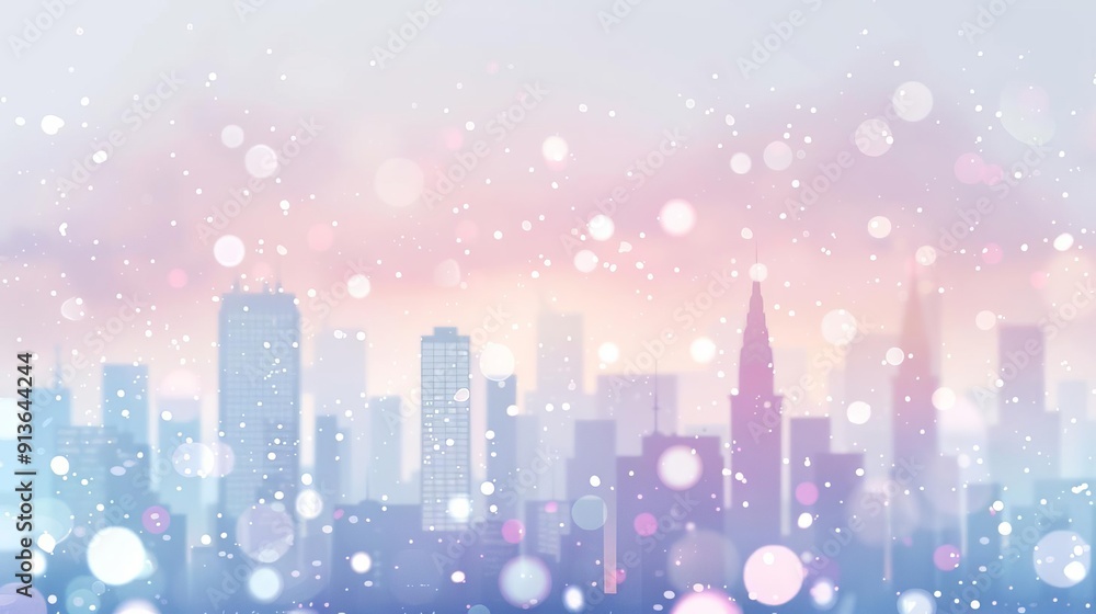 Light rain over a cityscape, skyline veiled in mist, watercolor style Light rain over a cityscape, skyline veiled in mist, watercolor style