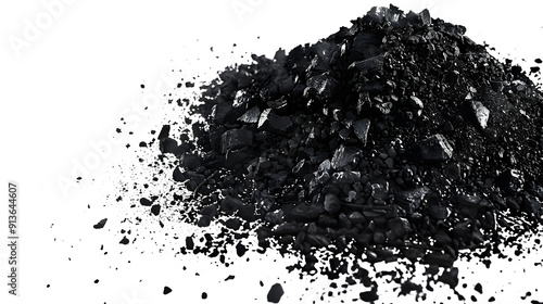 Pile of Carbon charcoal dust on white background