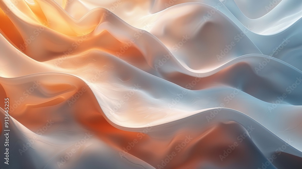 Obraz premium Waves of Fabric With Soft Textures in Warm Light During Golden Hour