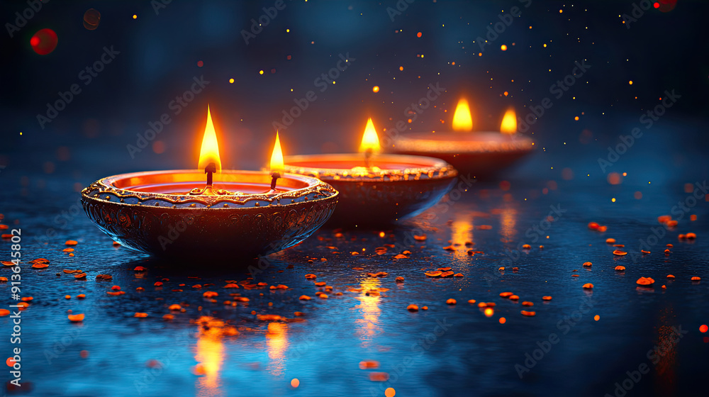 Diwali burning candles background Diwali burning candles background