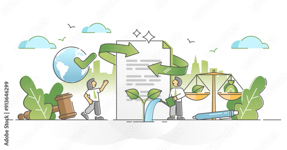Green policy agreement as document with protect nature plan outline concept, transparent background. Planet preservation and sustainability deal. Green policy agreement as document with protect nature plan outline concept, transparent background. Planet preservation and sustainability deal.